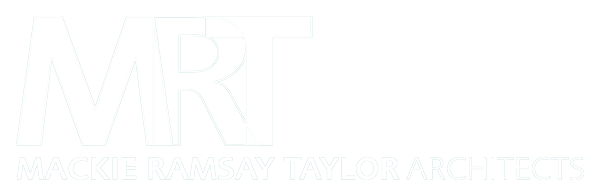 a white Mackie Ramsay Taylor Architects logo in a white background